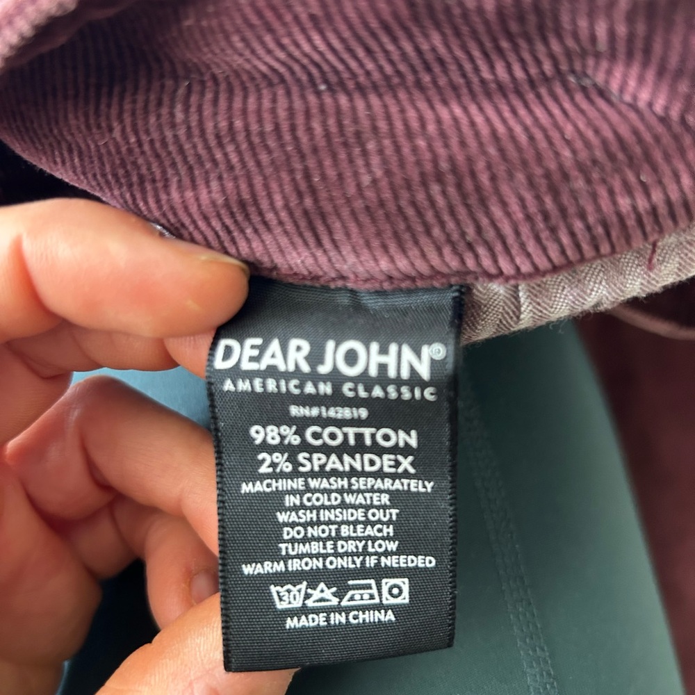DEAR JOHN high rise corduroy 5 pocket pants. Mulberry color, size 26. Flare leg. - Picture 9 of 16
